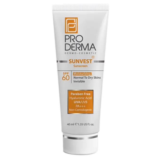 تصویر از کرم ضد آفتاب و مرطوب کننده پوست معمولی تا خشک SPF60 سان وست پرودرما 40 ml آرا شیمی پارس