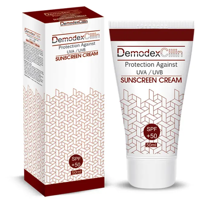 تصویر از کرم ضد آفتاب صورت پوست چرب SPF50+ بانوان دمودکسیلین 50 ml بژ طبیعی نیکچهر گستر آریا فارمد