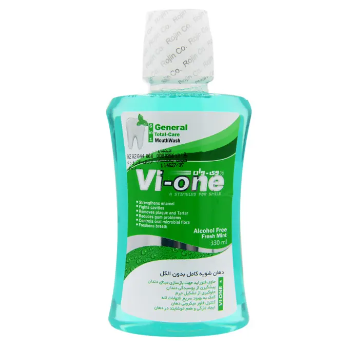 تصویر از دهان شویه 6 در 1 حاوی عصاره نعناع بزرگسالان فاقد الکل جنرال وی وان 330 ml داروسازی روژین